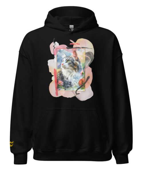 Felpa con Cappuccio Watercolor Dreams Cat