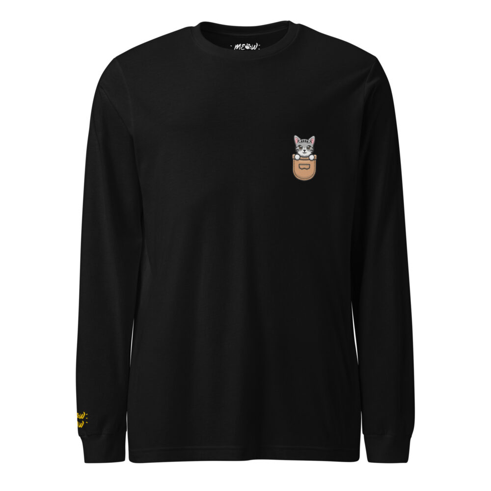 T-Shirt Maniche Lunghe Leather Pocket Cat