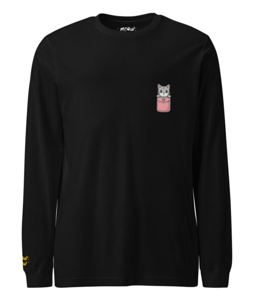 T-Shirt Maniche Lunghe Pink Pocket Kitty