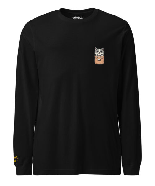 T-Shirt Maniche Lunghe Pocket Kitty Brown