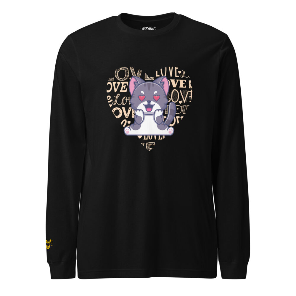 T-shirt Manica Lunga Cuore Felino