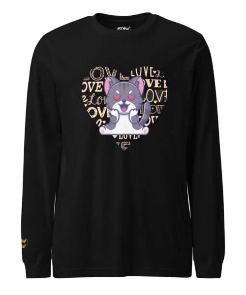 T-shirt Manica Lunga Cuore Felino