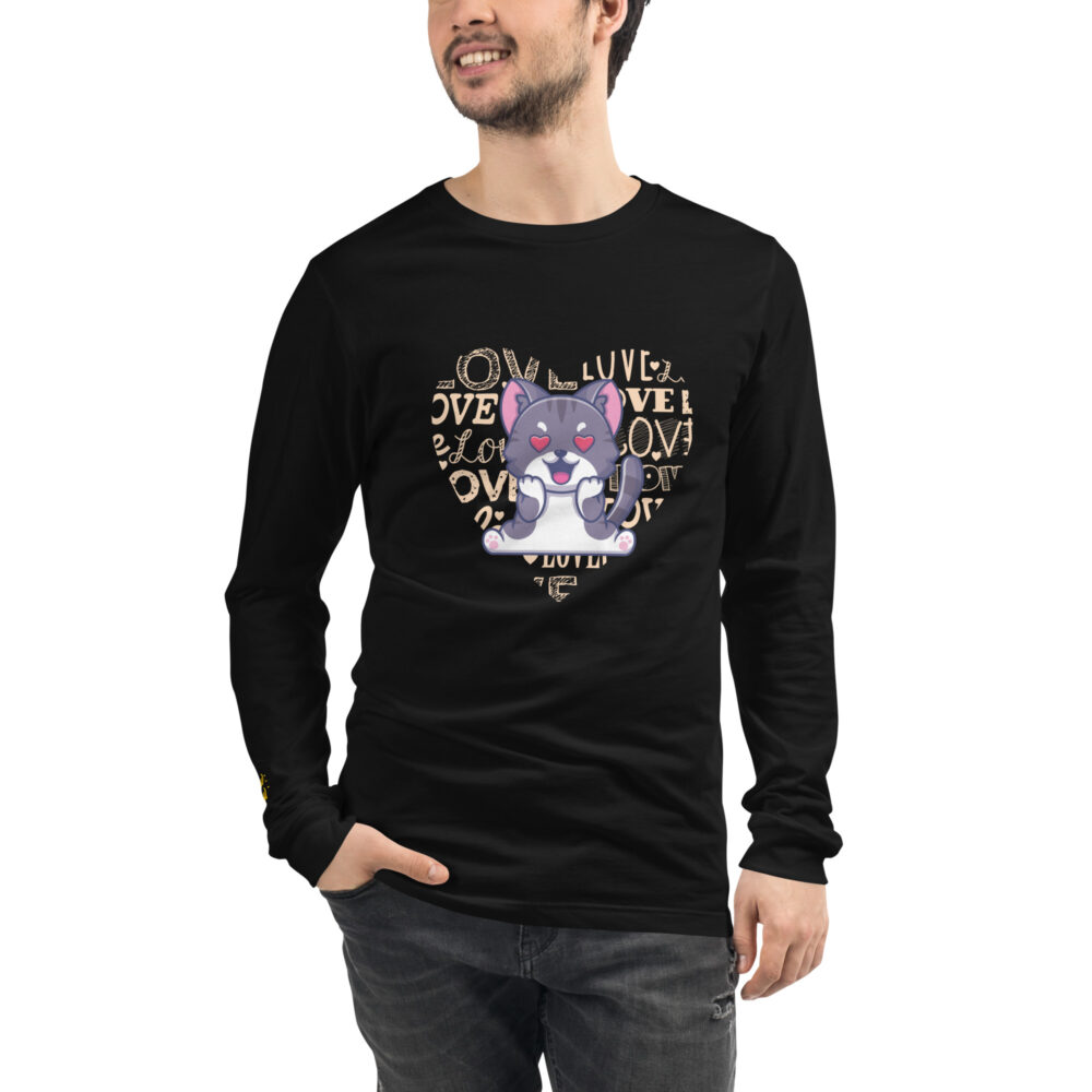 T-shirt Manica Lunga Cuore Felino - immagine 4