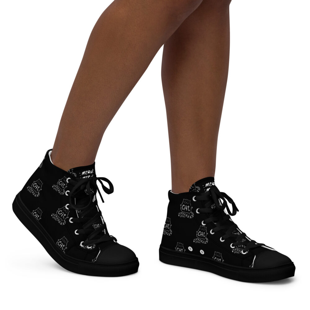 Meow Cat - Sneakers alte in tela da donna - immagine 4
