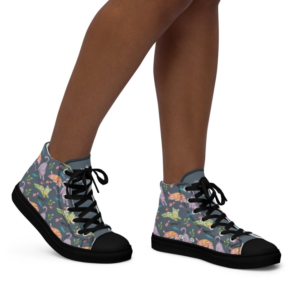 Garden Cats - Sneakers alte in tela da donna - immagine 4