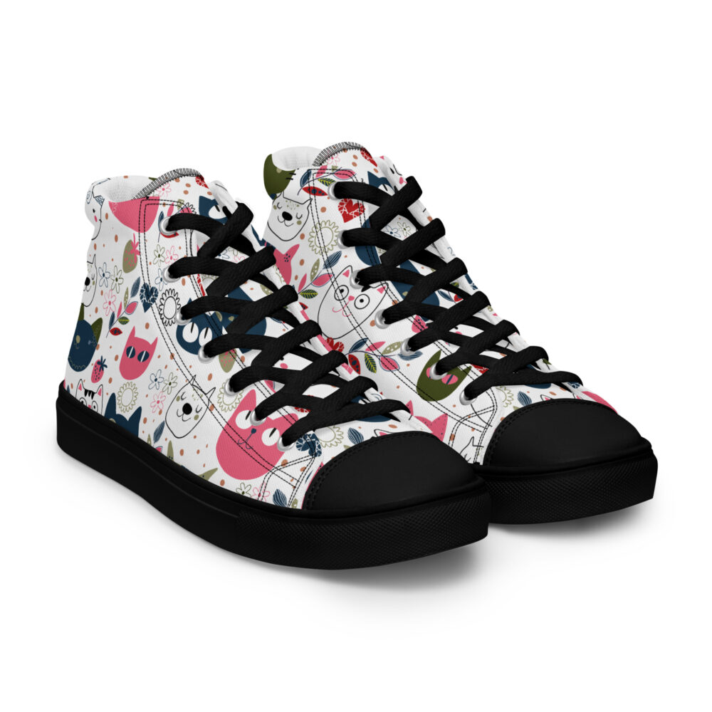Happy Cat Faces - Sneakers alte in tela da donna