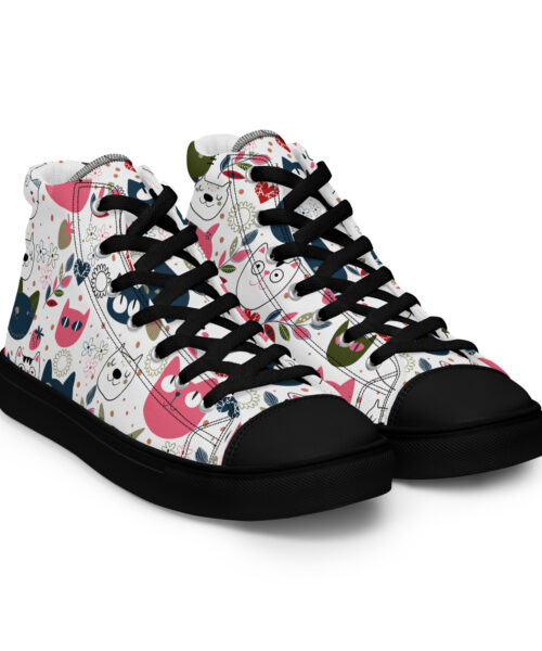 Happy Cat Faces - Sneakers alte in tela da donna