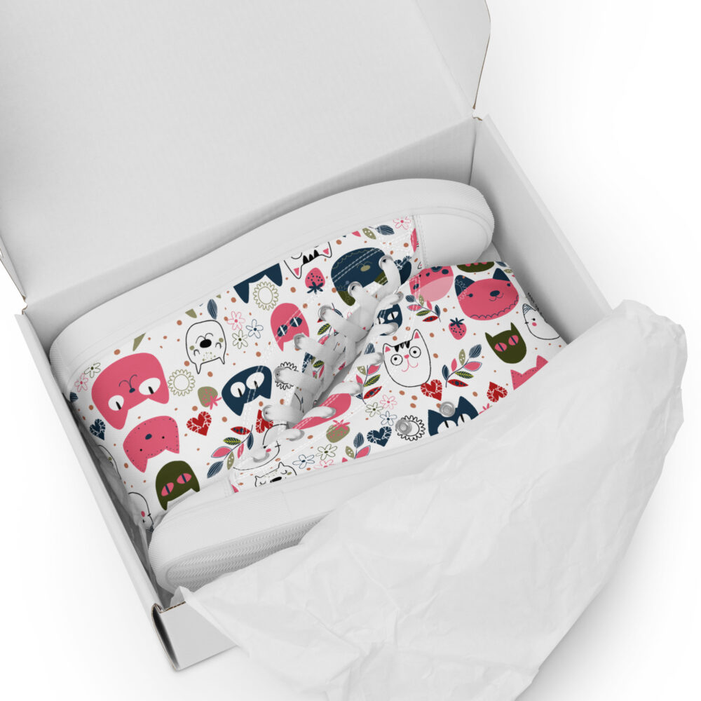 Happy Cat Faces - Sneakers alte in tela da donna - immagine 25