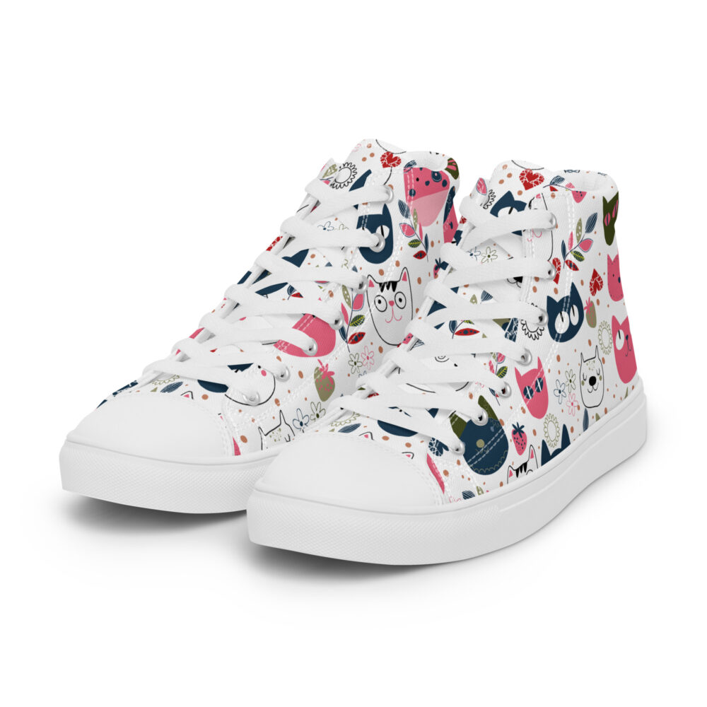 Happy Cat Faces - Sneakers alte in tela da donna - immagine 41