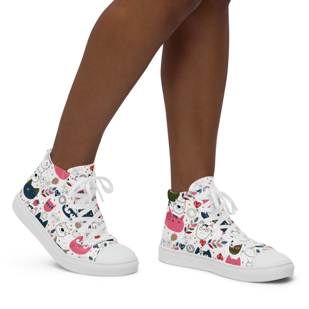Happy Cat Faces - Sneakers alte in tela da donna - immagine 20