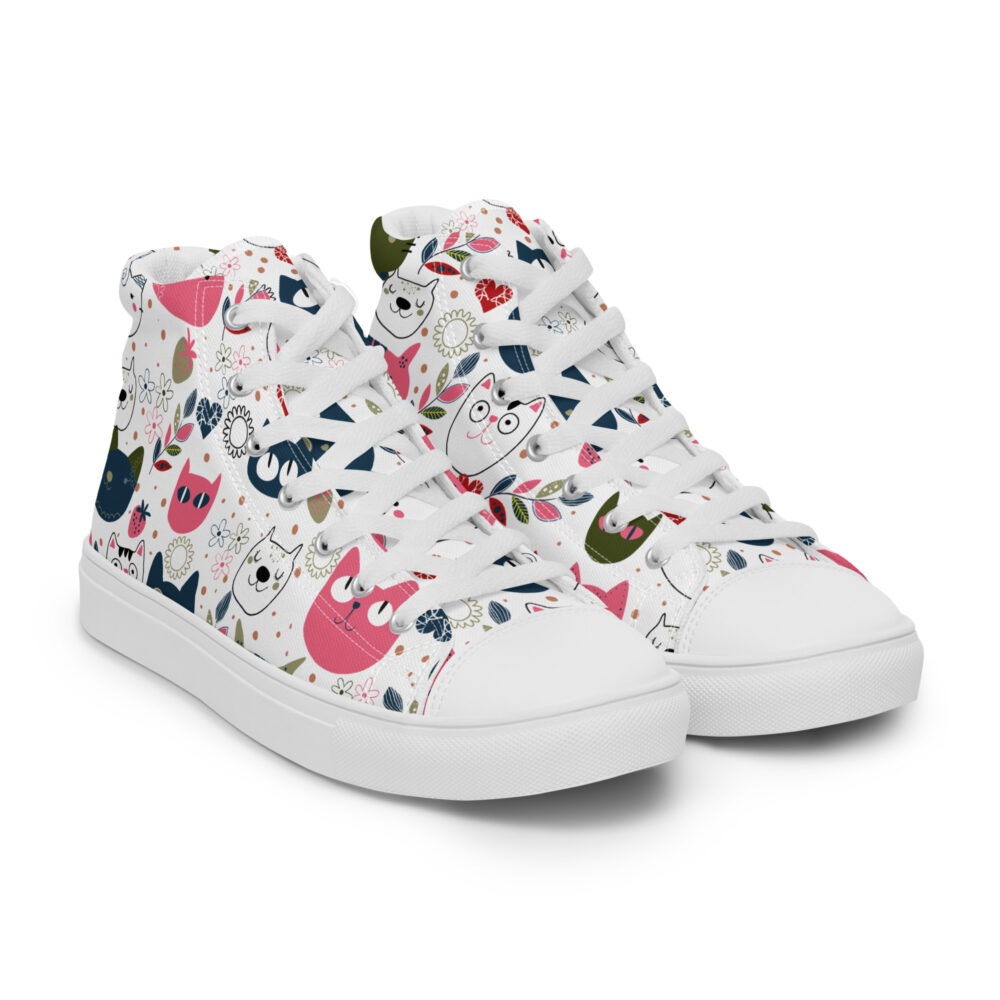 Happy Cat Faces - Sneakers alte in tela da donna - immagine 46